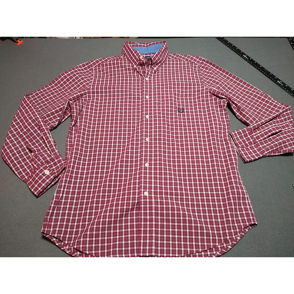 Chaps‎ Button Down Shirt Men M Red Plaid Classic Office Western Cowboy Rodeo
